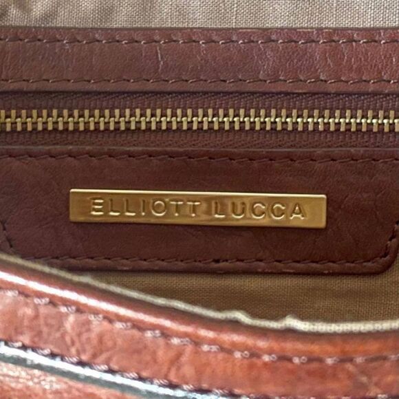 Elliot Lucca Brown Genuine Leather Purse, Brown Braided Strap - Picture 10 of 12